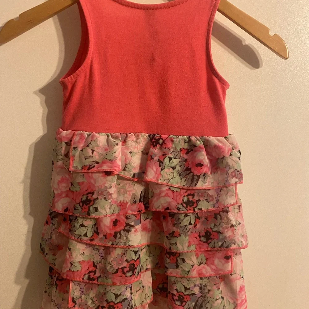 Jessica Simpson girls ruffle‎ dress sz 4T coral and floral
